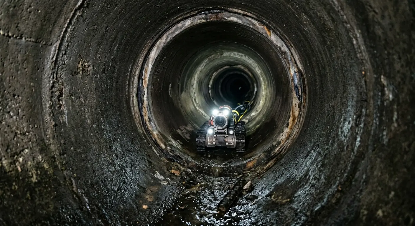 Robotic sewer camera inspecting pipe interior for Drain Snake Service in Silver Spring
